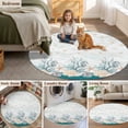 thumbnail image 6 of Seahorse Coral Shell Round Living Room Rugs 3.3 ft, Starfish Ocean Wave Washable Area Rug with Non-Slip Sturdy Edge Binding Round Front Door Mat Floor Carpet for Entryway, 6 of 9
