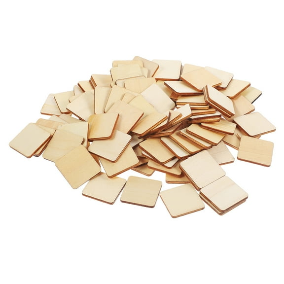 100pcs Unfinished Wooden Squares Diy Wood Tiles Small Square Wood Pieces For Crafting Unpainted Wood Blanks For Art Projects