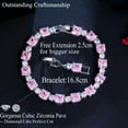 thumbnail image 5 of Dainty Red CZ Square Round Tennis Chain Bracelet for Women Fashion Brand Jewelry, 5 of 9