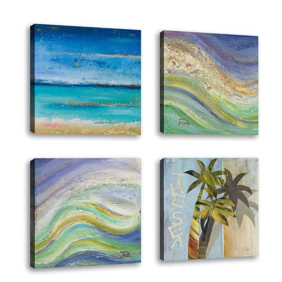 Set of 4 - The Sea - Contemporary Fine Art Giclee on Canvas Gallery Wrap - wall décor - Art painting - 24 x 24 Inch - Ready to Hang