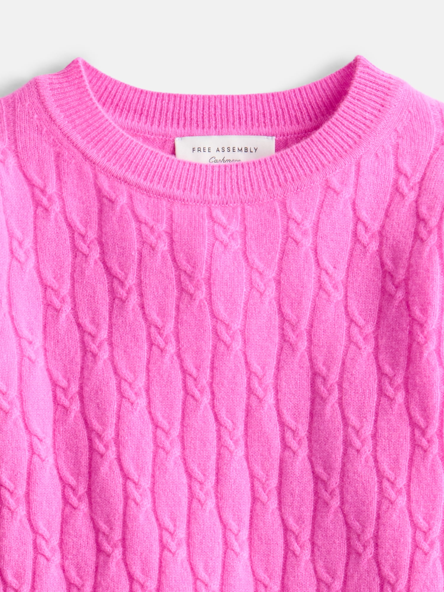 Free Assembly Toddler and Kids Cable Knit Cashmere Sweater with Puff Sleeves, Sizes 2T-5T and 6-12