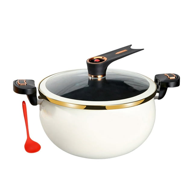 Mini Autocuiseur pour Soupes Ragoûts Grains 8L Chauffage Rapide Compatible Induction Antiadhésif Marmite avec Poignées Verrouillables Couvercle Transparent et Support pour Cuisson Pratique