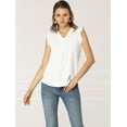 thumbnail image 3 of INSPIRE CHIC Blusas vintage sin mangas con volantes para mujer Tops de trabajo con ribete de volantes blanco S, 3 of 6