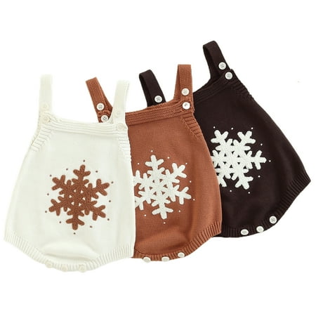 

Ma&Baby Baby Knitted Tank Jumpsuit Newborn Boys Girls Snowflake Sleeveless Knitwear Bodysuit Rompers