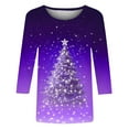 thumbnail image 4 of Holiday Gifts! Titcea Christmas Shirts for Women 3/4 Sleeve Crewneck Glitter Xmas Tree Print Pullover Christmas Sweaters 2024 Fashion Casual Tops, 4 of 4