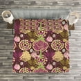 thumbnail image 3 of Ambesonne Maroon Quilted Bedspread Set 3 Pcs, Plum French Eiffel Tower, Queen Size, Pale Green Purple, 3 of 3