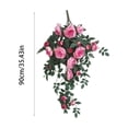 thumbnail image 3 of Artificial Rose Hanging Basket Flowers for Outdoor Indoor Decor, Faux Rose Bush with Woven Basket, UV Resistant Fake Plant for Porch Patio Balcony, Home Ornaments for Spring Summer, 3 of 6