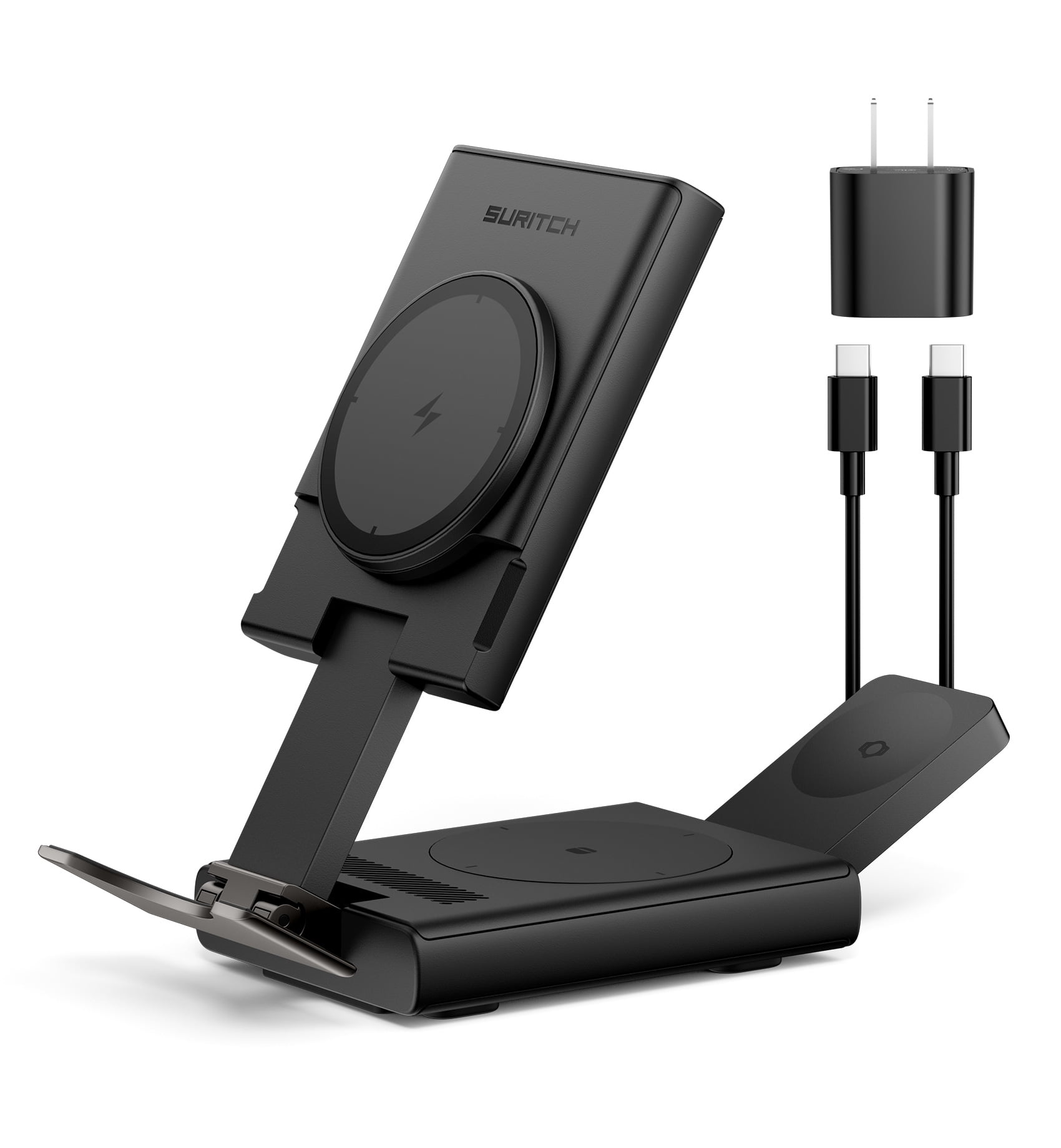 Suritch 3 in 1 Charging Station for Samsung Galaxy S25 S24 S23 S22 S21, Wireless Charger for Galaxy Watch and Buds, Black