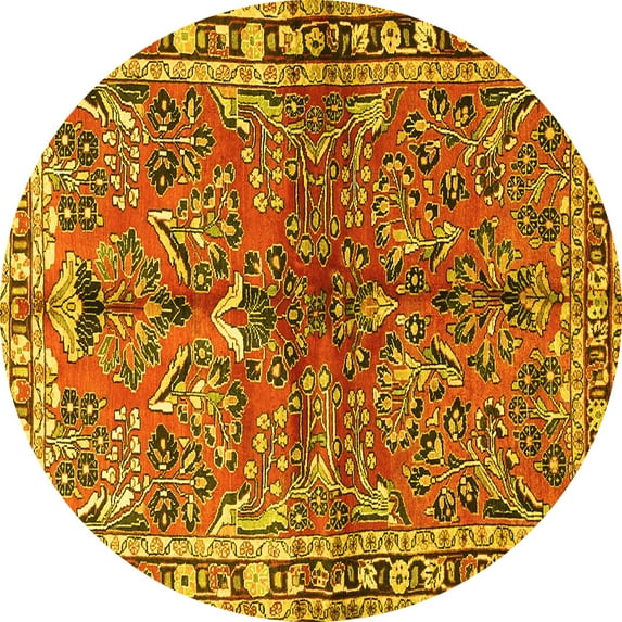 Ahgly Company Indoor Round Persian Yellow Traditional Area Rugs, 6' Round