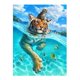 thumbnail image 1 of Taladro de diamantes redondos 5d pinturas de diamantes de animales decoración del hogar arte de la pared pintura de diamantes de gato y tigre 12x16 pulgadas, 1 of 5