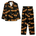 thumbnail image 2 of SEANATIVE Halloween Pajamas Men Button Down Pajamas Set Size XL Orange Bats Long Sleeve Top and Pants Loungewear 2 Piece Daily Loungewear with Pockets Pajama House Wear, 2 of 6