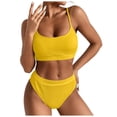 thumbnail image 2 of Tponi Swimsuits For Women 2024 Two-Piece Sets Elastic Yellow Womens High Waisted Swimsuits S, 2 of 8
