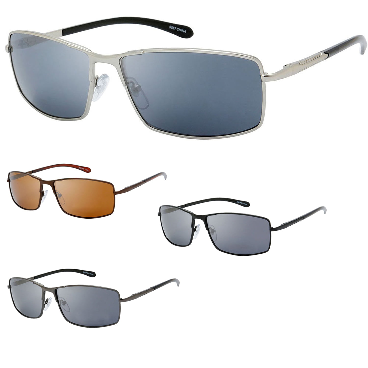 Classic Metal Rectangle Frame Aviator Sunglasses - Walmart.com