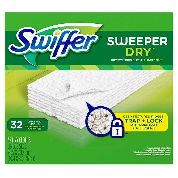 Swiffer Sweeper Dry Sweeping Pad Refills for Floor mop Unscented 32 Count