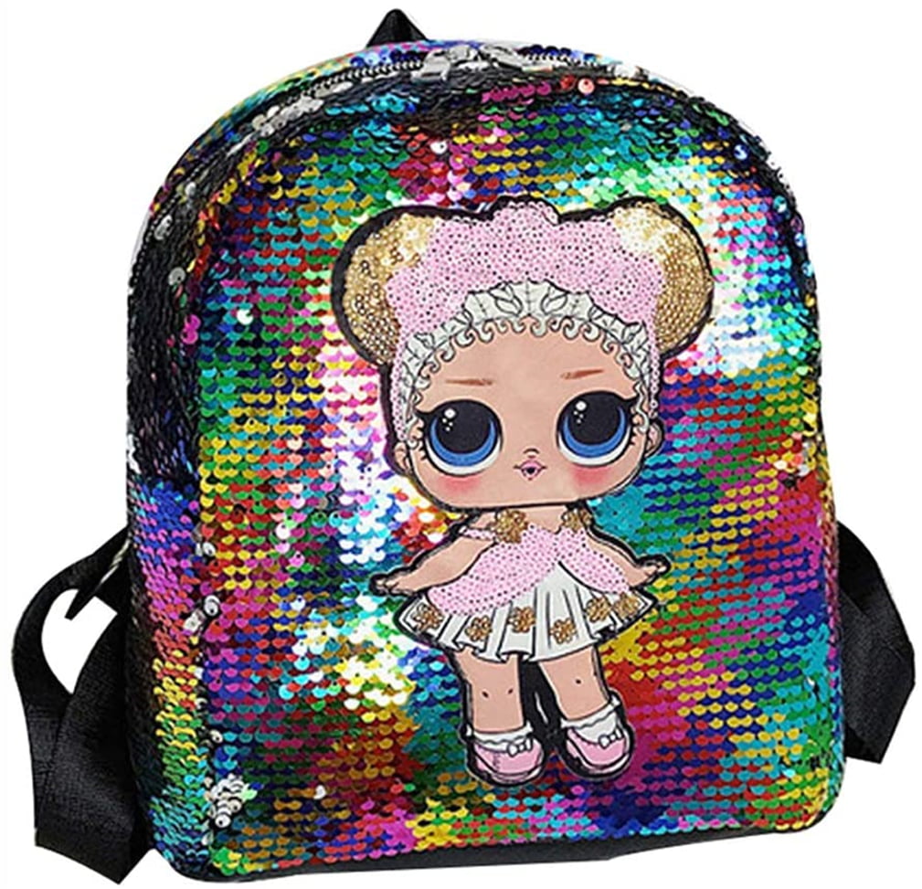 Girls Sequin Backpack Kids Rainbow Reversible Flip Casual Bag Cute School Dance Class Lightweight Satchel for Toddler Teen Women Mermaid