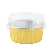 Disposable Aluminum Foil Baking Cups, With Lids And Spoon, 10 Pieces For Muffins Cupcakes Pies And Cream Containers