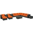 thumbnail image 2 of Modway Cohesion 11 Piece Outdoor Patio Sectional Set in Espresso Orange, 2 of 7