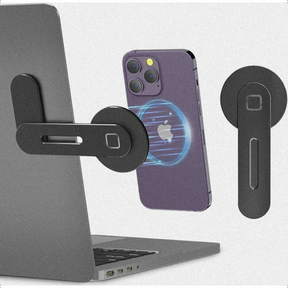 QJUHUNG CloudValley Adjustable Laptop Stand Magnetic Phone Holder Aluminum Slim Computer Monitor Side Mount Clip for iPhone MagSafe Series and All Phones Portable Foldable Computer Expans