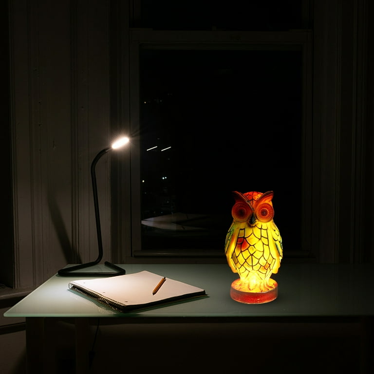 PATKAW Animal Table Lamp Owl Shaped Table Lamp Stained Decorative