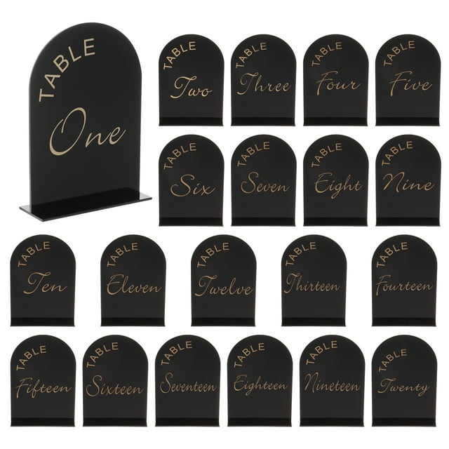 Uxcell 20Pcs Cartel Arco Negro con Soporte, Soportes de Número de Mesa de 5"x7" (Números 1-20)