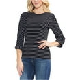 thumbnail image 2 of Vince Camuto Womens Ruched Sleeve Pullover Blouse, Black, X-Small, 2 of 2
