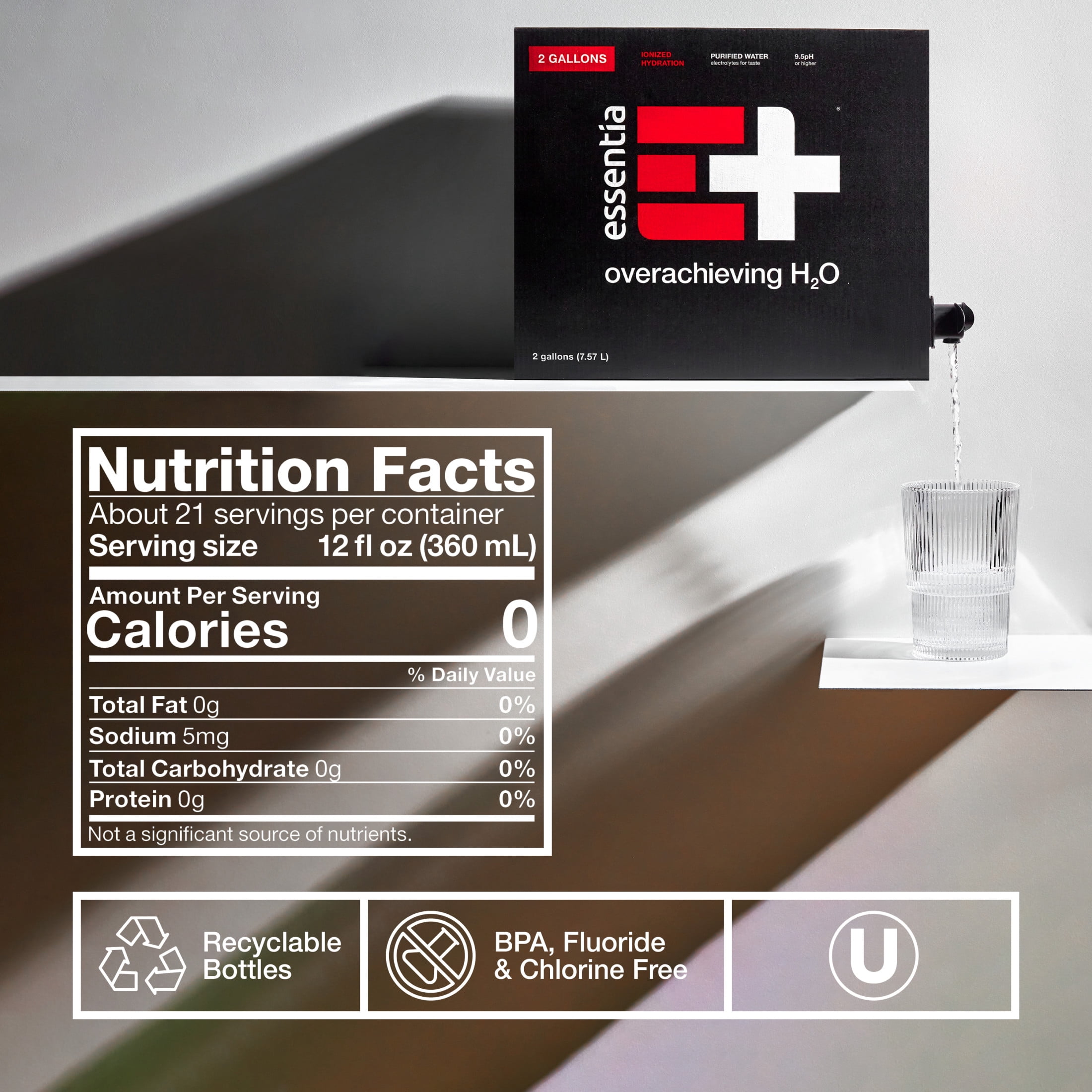 Essentia Water, 2 Gallon Box, Ionized Alkali 2 gallon
