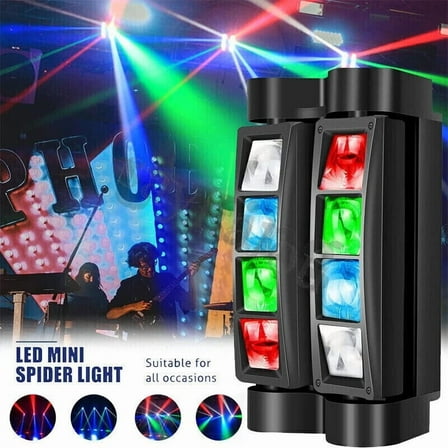 80W Mini LED RGBW Spider Beam Moving Head Light Sound-Activated Party Light with 16 RGBW LEDs, 180° Rotation for DJ, Club, Stage, Wedding & Disco Shows