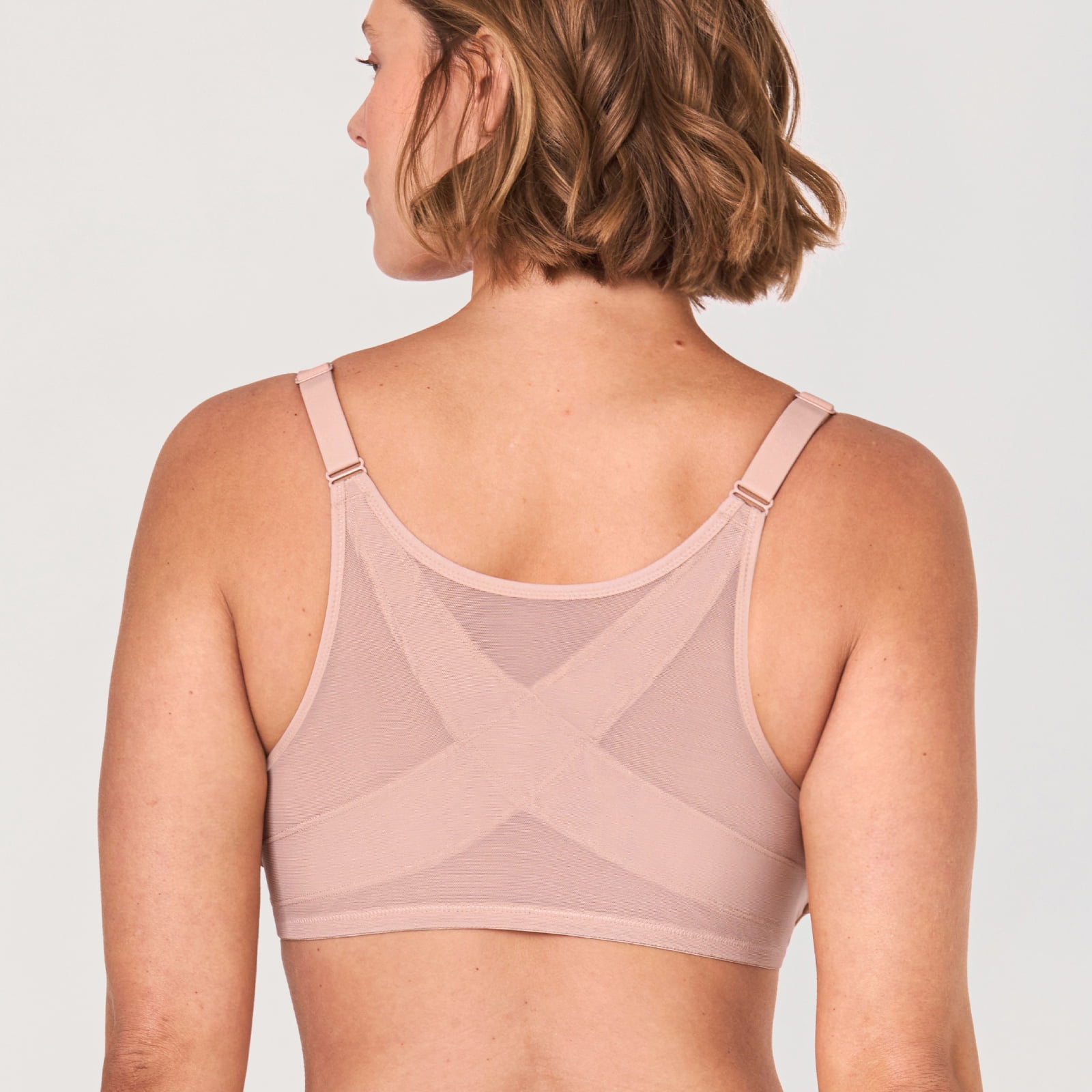 DELIMIRA Women's Front Closure Bras Posture Full Coverage Plus Size Lace Underwire Unlined Bra