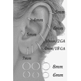thumbnail image 3 of Three Pair Set Nose Rings Hoop Earrings 4mm 5mm 6mm 20 Gauge Sterling Silver Cartilage Helix Tragus Septum, 3 of 10
