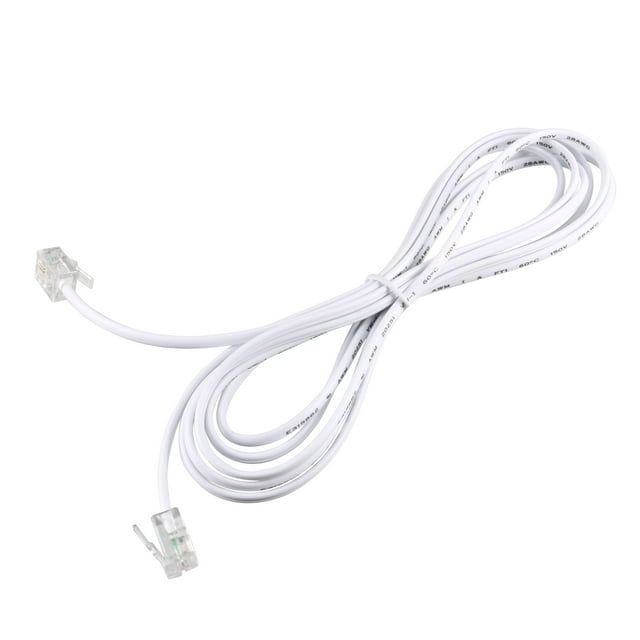 Unique Bargains RJ11 6P2C Telephone Phone Line Extension Cord Cable White 2m Long