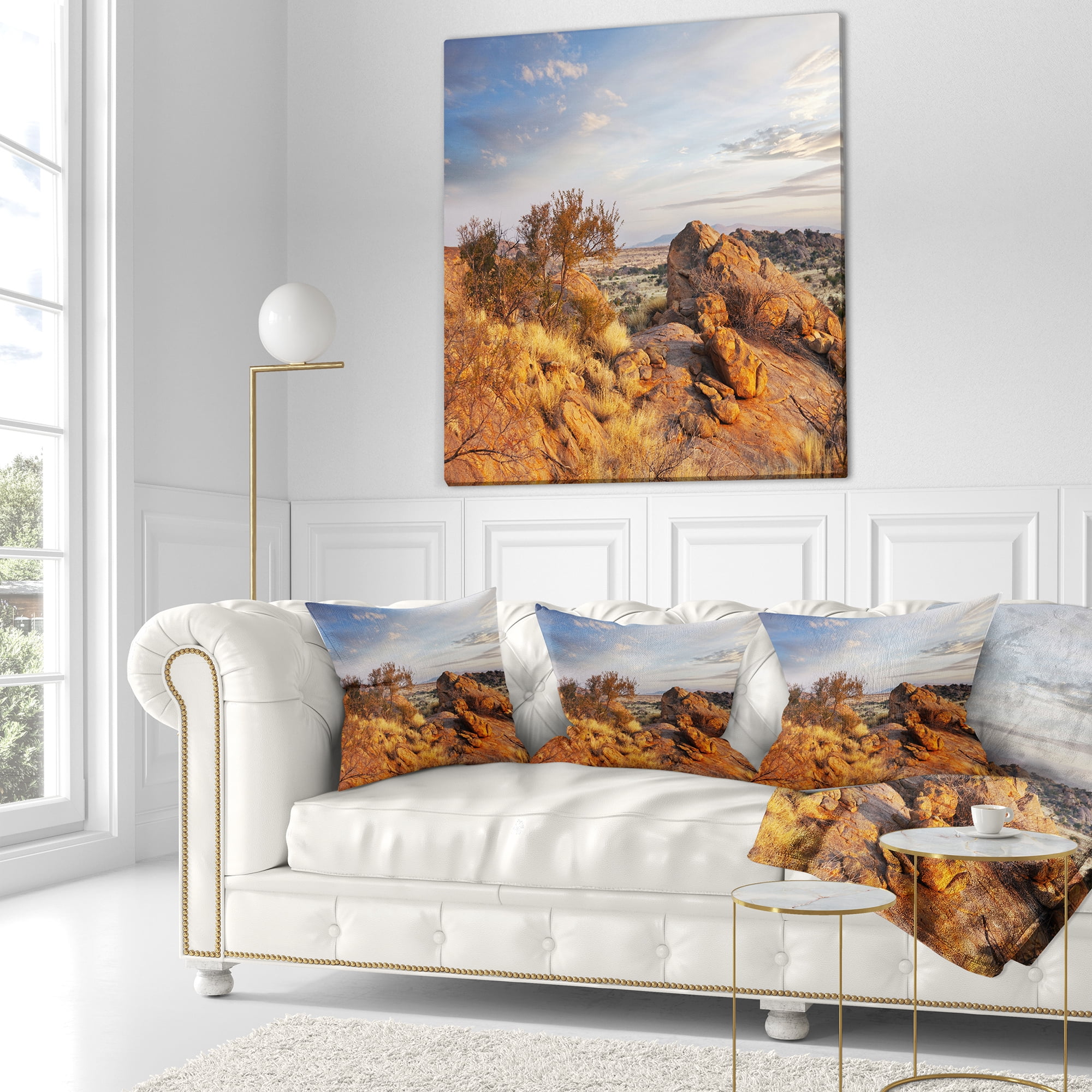 Designart Beautiful African Rocky Landscape - Landscape Printed Throw Pillow - 16x16