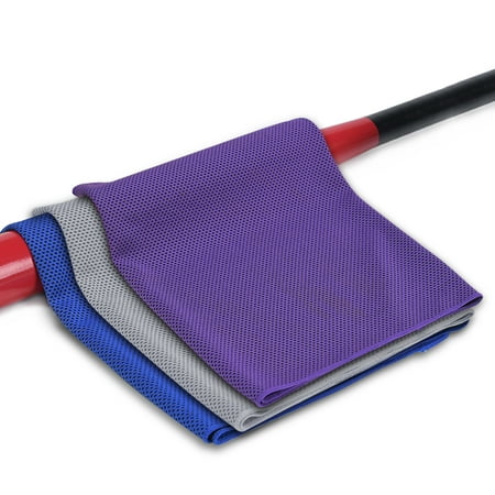 

walmeck Cool Towel Ice Towel Soft Breathable Chilly Towel Microfiber Towel for Yoga Sport Running Gym Workout Camping Fitness Workout PURPLE+GREY+ROYAL BLUE (3 pack)