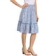 thumbnail image 4 of FALDA MIDI FLUIDA CON VOLANTES FLORAL DE CINTURA ELÁSTICA PARA MUJERES CHIC INSPIRE EN AZUL CIELO XL, 4 of 6