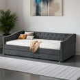 thumbnail image 2 of MAYEERTY Twin Size Upholstered Tufted Sofa Bed with Drawers, Dark Grey, 2 of 8