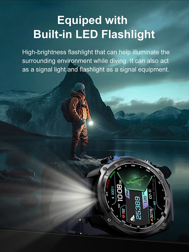 Laatikui DTG1 Smart Watch GPS Compass Fitness Tracker 3ATM Waterproof Mobile Smart Watch