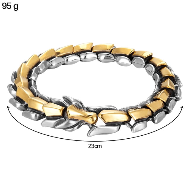 Baohd Gothic Punk Bracelet Titanium Steel Dragon Scale Bangle Multicolor 9.05 inch