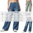thumbnail image 3 of Levmjia Women's Cargo Jeans Wide Leg Denim Pants High Waisted Baggy Trousers with Zipper Fly Button Pockets Vintage Wash Streetwear Loose Fit, 3 of 6
