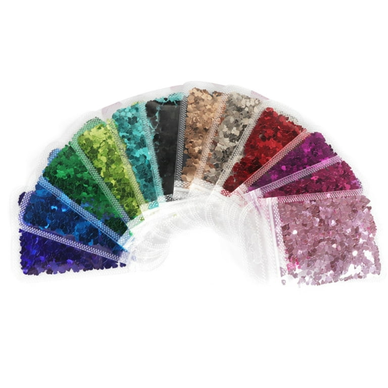 GENEMA 12 Colors Heart Shape Resin Art Glitter Flakes Resin Epoxy Mold Art  Decorations Holographic Nail Art Glitter Sequins 