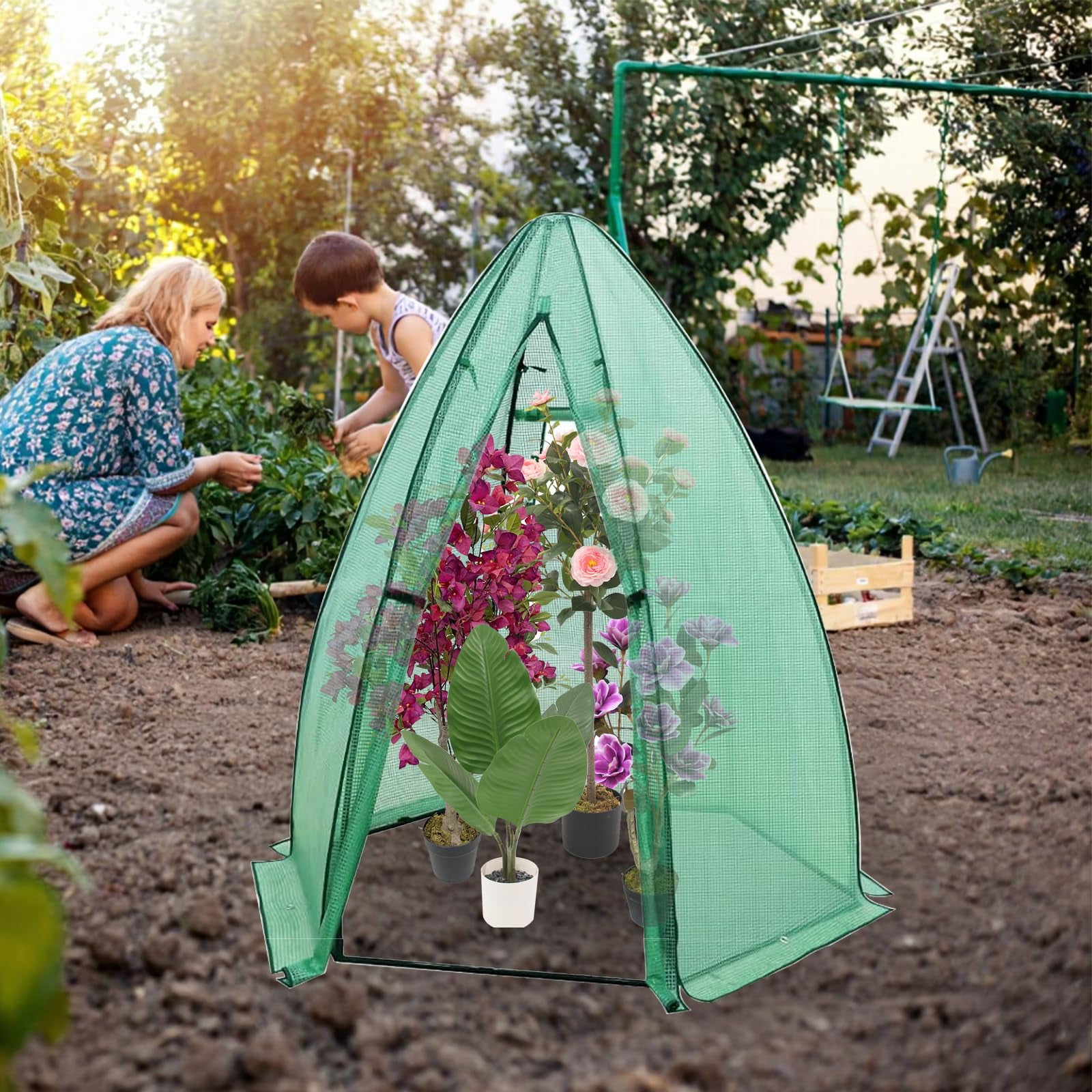 Heavy-Duty Hexagonal Portable Greenhouse with Durable PE Cover, Zippered Door & Mesh Window - Protects Vegetables, Flowers, Fruits, and Herbs