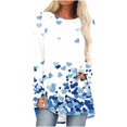 thumbnail image 1 of Cameland Chemises Grande Taille pour Femmes Imprimé Cœur Hauts de la Saint-Valentin Manches Longues Tunique Col Rond Blouses, 1 of 4