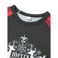 thumbnail image 5 of Family Matching Christmas Pajamas, Elk Letter Print Long-Sleeved O-Neck Tops + Plaid Pattern Trousers, 5 of 9