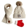 thumbnail image 2 of YAOBAMM Children Scarf Gloves Three-piece Set 3Pcs Set Winter Beanie Hat Scarf Set Children Solid Color Plush Ball Decor Winter Gift, 2 of 7