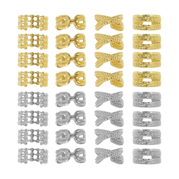 Unique Bargains 32 Hair Cuffs Dreadlock Hollow Different Style Dreadlock Hair Clips Gold Tone Silver Tone