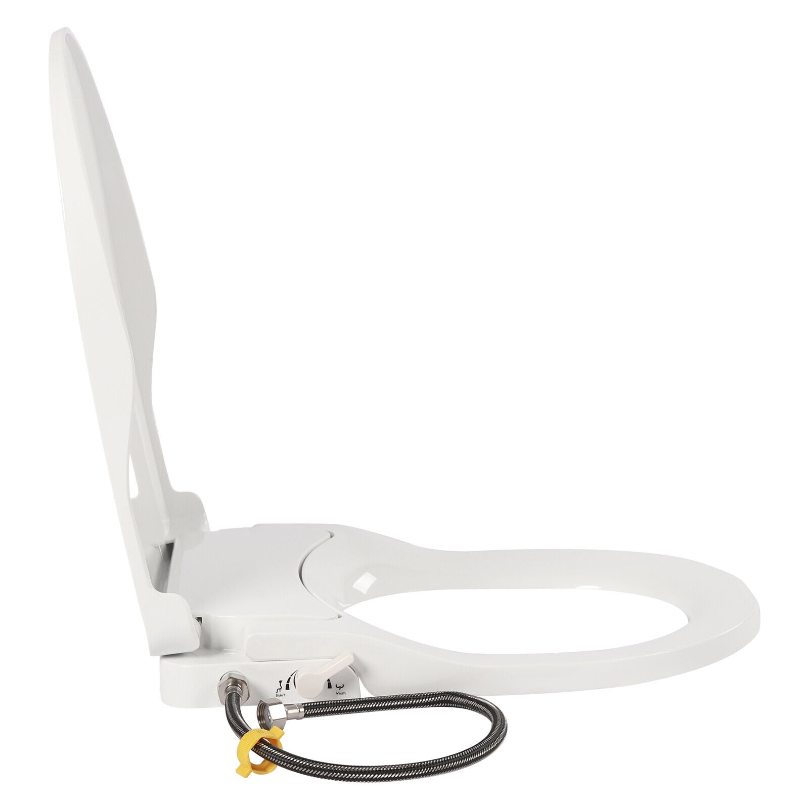Non-Electric Bidet Toilet Seat Dual Nozzle Fresh Water Spray D-Shape White 18.9*13.7*3in