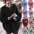 thumbnail image 2 of Ropa de invierno, suéter de color sólido, suéter holgado de manga de murciélago, abrigo de suéter de talla grande para mujer, 2 of 5