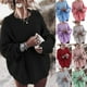 thumbnail image 2 of Ropa de invierno, suéter de color sólido, suéter holgado de manga de murciélago, abrigo de suéter de talla grande para mujer, 2 of 5