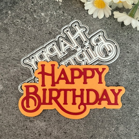 Die Cuts for Card Making, Ouginx Happy Birthday Greeting Metal Cutting Dies DIY Die Cutters Die Stencils for Scrapbooking, Embossing & More