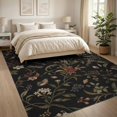 thumbnail image 3 of ODIKA 8'x10' Black Enchanted Jungle Elegance Design Washable Area Rug Exotic Wildlife and Floral Patterns for Home Decor for Living Room, Under Sectional, Family , Durable, Non-Slip, 3 of 7