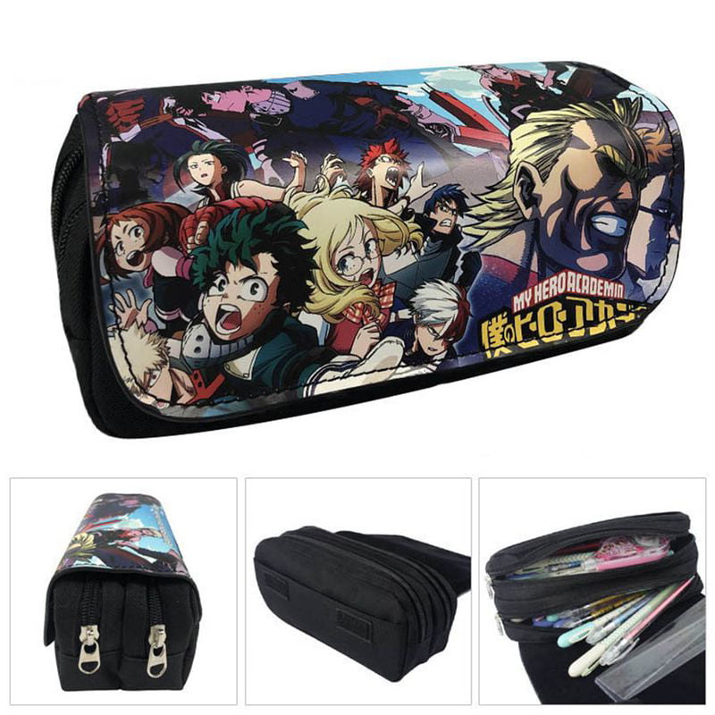 My Hero Academia Izuku Anime Makeup Pouch Durable Students Cool Stationery with Double Zipper for Boys&Girls 