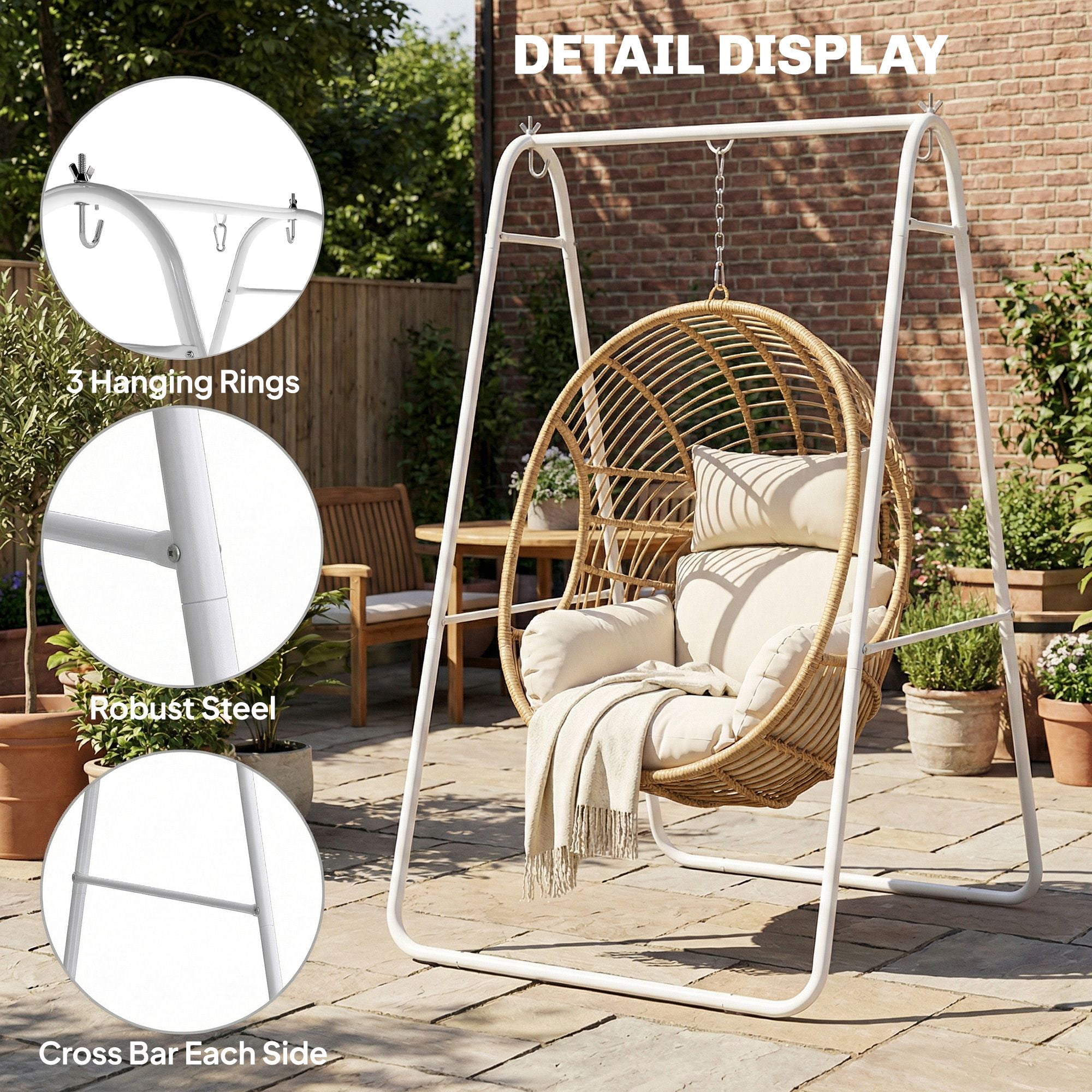 Hammock Chair Stand Only Heavy Duty Solid Steel A-Frame for Hanging Hammock, Egg Chair, Max Load 330 LBS, White